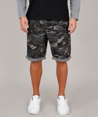 Bermuda-de-Sarja-Masculina-Slim-Estampada-Camuflada-com-Bolsos-Chumbo-9582516-Chumbo_1