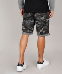 Bermuda-de-Sarja-Masculina-Slim-Estampada-Camuflada-com-Bolsos-Chumbo-9582516-Chumbo_4