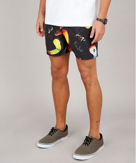 Short-Masculino-Estampado-de-Tucanos-com-Bolsos-Preto-9598804-Preto_1