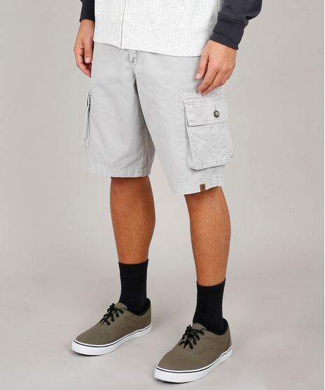 Bermuda-de-Sarja-Masculina-Reta-Cargo-Cinza-Claro-9604032-Cinza_Claro_1