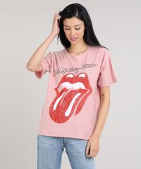 T-Shirt-Feminina-Mindset-The-Rolling-Stones-Manga-Curta-Decote-Redondo-Rose-9690435-Rose_1