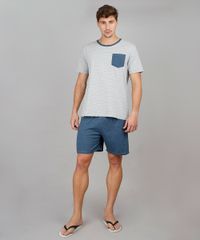 Pijama-Masculino-Tal-pai-Tal-Filho-Listrado-com-Bolso-Manga-Curta-Cinza-Mescla-9580393-Cinza_Mescla_1