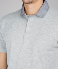 Polo-Masculina-Comfort-Fit-em-Piquet-Manga-Curta-Cinza-Mescla-9603195-Cinza_Mescla_4