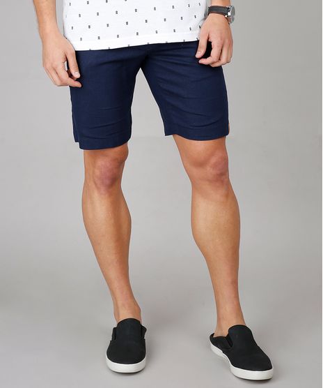 Bermuda-Masculina-Reta-Alfaiatada-em-Linho-Azul-Marinho-9602400-Azul_Marinho_1