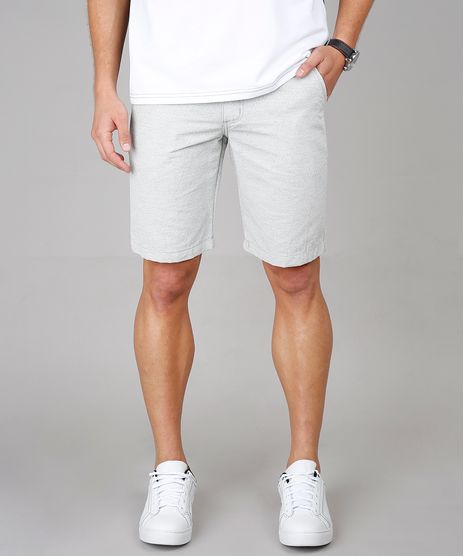 Bermuda-Masculina-Slim-Maquinetada-com-Bolsos-Cinza-Mescla-Claro-9595432-Cinza_Mescla_Claro_1