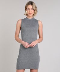 Vestido-Feminino-Curto-Canelado-Sem-Manga-Cinza-Mescla-Escuro-9626630-Cinza_Mescla_Escuro_1