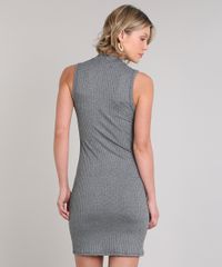Vestido-Feminino-Curto-Canelado-Sem-Manga-Cinza-Mescla-Escuro-9626630-Cinza_Mescla_Escuro_2