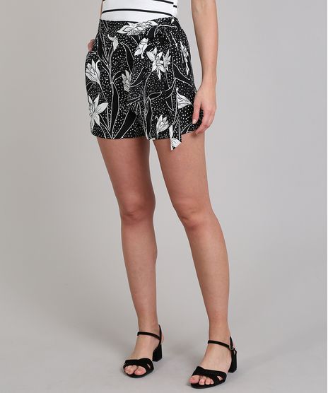 Short-Feminino-em-Linho-Estampado-Floral-com-Amarracao-e-Bolso-Preto-9548059-Preto_1