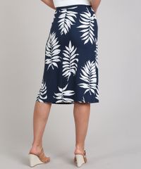 Saia-Feminina-Midi-Estampada-de-Folhagem-com-Fenda-Azul-Marinho-9540269-Azul_Marinho_2