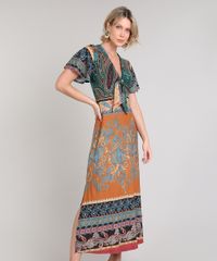 Vestido-Feminino-Midi-Estampado-Paisley-com-No-Manga-Curta-Caramelo-9610360-Caramelo_1