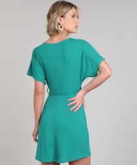 Vestido-Feminino-Curto-Evase-Canelado-com-Faixa-para-Amarrar-Manga-Curta-Verde-9616065-Verde_2