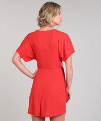 Vestido-Feminino-Curto-Evase-Canelado-com-Faixa-para-Amarrar-Manga-Curta-Vermelho-9616065-Vermelho_2