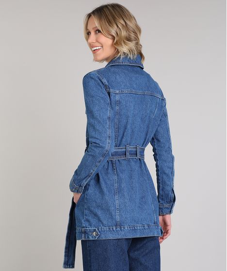 jaqueta jeans feminina alongada