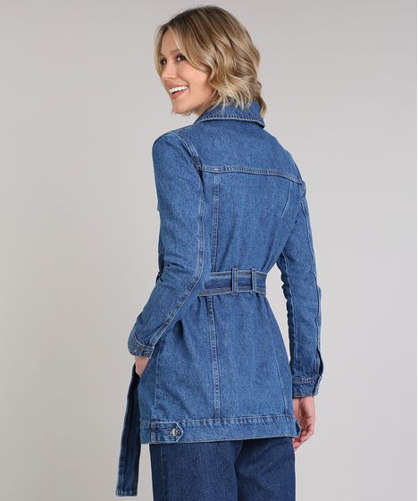 jaqueta alongada feminina jeans