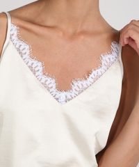 Regata-Slip-Top-Feminina-Mindset-Acetinada-com-Renda-Decote-V-Bege-Claro-9602452-Bege_Claro_4