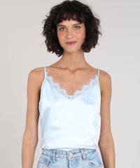 Regata-Slip-Top-Feminina-Mindset-Acetinada-com-Renda-Decote-V-Azul-Claro-9602450-Azul_Claro_1