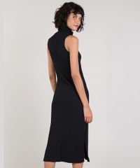 Vestido-Feminino-Mindset-Midi-Canelado-com-Fenda-Sem-Manga-Gola-Alta-Preto-9696348-Preto_2