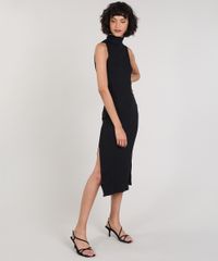 Vestido-Feminino-Mindset-Midi-Canelado-com-Fenda-Sem-Manga-Gola-Alta-Preto-9696348-Preto_3