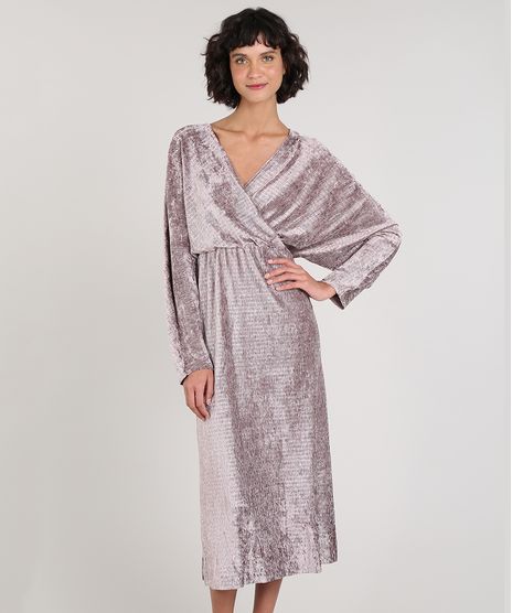 Vestido-Feminino-Mindset-Midi-Texturizado-em-Veludo-Manga-Longa-Rose-Escuro-9652847-Rose_Escuro_1
