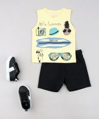 Conjunto-Infantil-de-Regata--Hello-Summer--Amarela---Bermuda-em-Moletom-Preto-9629763-Preto_3