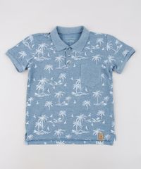 Polo-Infantil-Estampada-Tropical-em-Piquet-com-Bolso-Manga-Curta-Azul-9638628-Azul_1
