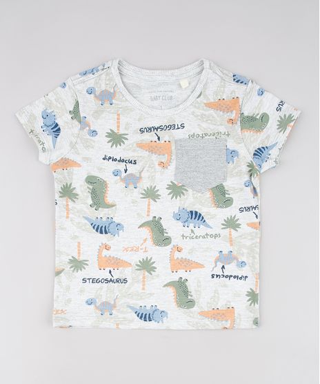 Camiseta-Infantil-Estampada-de-Dinossauros-com-Bolso-Manga-Curta--Cinza-Mescla-Claro-9618748-Cinza_Mescla_Claro_1