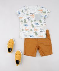 Camiseta-Infantil-Estampada-de-Dinossauros-com-Bolso-Manga-Curta--Cinza-Mescla-Claro-9618748-Cinza_Mescla_Claro_3