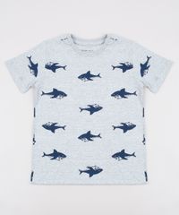 Camiseta-Infantil-Estampada-de-Tubarao-Manga-Curta--Cinza-Mescla-Claro-9625121-Cinza_Mescla_Claro_1