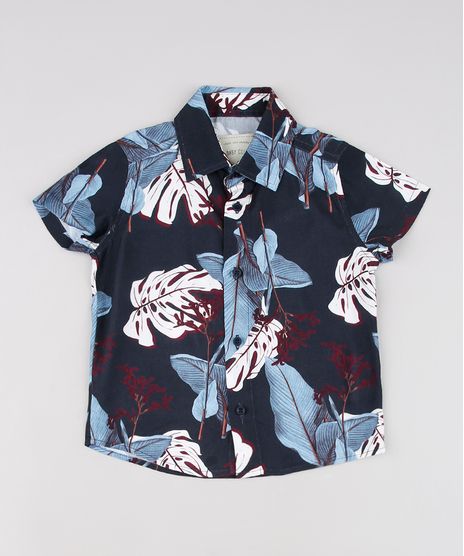 Camisa-Infantil-Tal-Pai-Tal-Filho-Estampada-de-Folhagem-Manga-Curta-Azul-Marinho-9676523-Azul_Marinho_1
