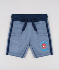 Bermuda-Infantil-Homem-Aranha-em-Moletom-com-Faixa-Lateral-Azul-9618721-Azul_1