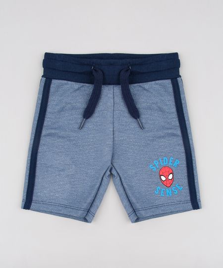 Bermuda-Infantil-Homem-Aranha-em-Moletom-com-Faixa-Lateral-Azul-9618721-Azul_1