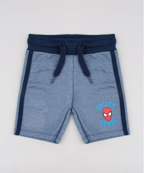 Bermuda-Infantil-Homem-Aranha-em-Moletom-com-Faixa-Lateral-Azul-9618721-Azul_1
