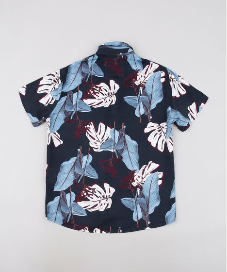 Camisa Infantil Tal Pai Tal Filho Estampada De Folhagem Manga