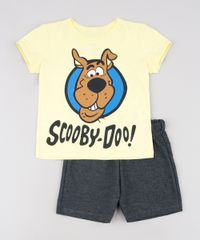 Conjunto-Infantil-Scooby-Doo-de-Camiseta-Manga-Curta-Amarela---Bermuda-em-Moletom-Cinza-Mescla-Escuro-9629761-Cinza_Mescla_Escuro_1