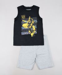 Conjunto-Infantil-Bumblebee-de-Regata-Preta---Bermuda-em-Moletom-Cinza-Mescla-Claro-9629771-Cinza_Mescla_Claro_1