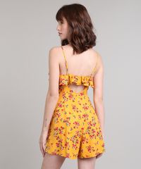 Macaquinho-Feminino-Estampado-Floral-com-Botoes-Alcas-Finas-Amarelo-9534426-Amarelo_2