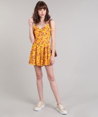 Macaquinho-Feminino-Estampado-Floral-com-Botoes-Alcas-Finas-Amarelo-9534426-Amarelo_3