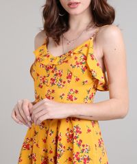 Macaquinho-Feminino-Estampado-Floral-com-Botoes-Alcas-Finas-Amarelo-9534426-Amarelo_4