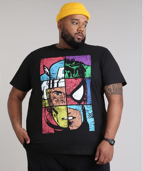 Camiseta-Masculina-Plus-Size-Os-Vingadores-Manga-Curta-Gola-Careca-Preta-9680997-Preto_1