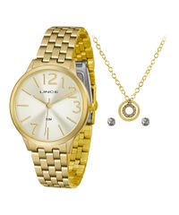 Kit-de-Relogio-Analogico-Lince-Feminino---Brinco---Colar---LRGH076L-KV38C2KX-Dourado-9611598-Dourado_1
