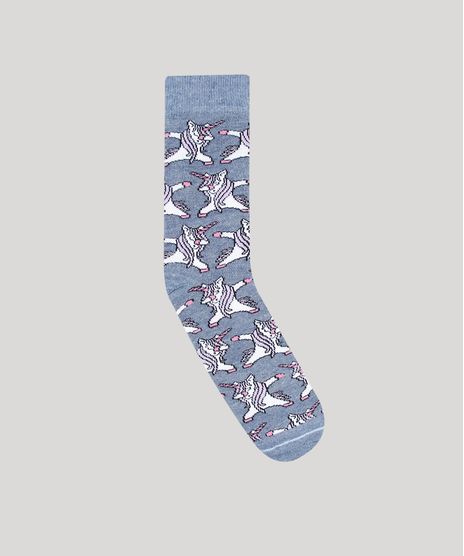 Meia-Masculina-Cano-Alto-Divertida-Estampada-de-Unicornio-Azul-9636359-Azul_1