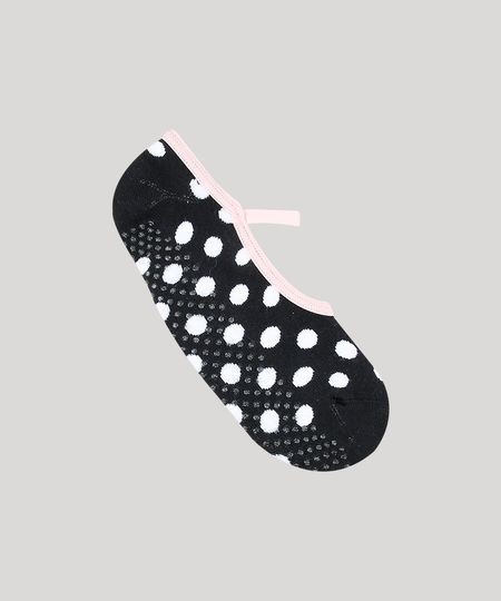 Meia-Feminina-Sapatilha-Estampada-de-Poa-Preto-9320212-Preto_1