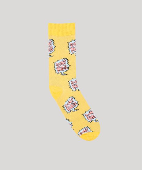 Meia-Masculina-Cano-Alto-Divertida-Estampada-de--Don-t-Panic--Mostarda-9559319-Mostarda_1