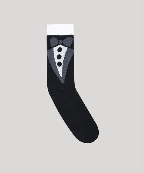 Meia-Masculina-Cano-Alto-Divertida-Estampada-de-Smoking-Preto-9636365-Preto_1