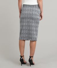Saia-de-Sarja-Feminina-Lapis-Estampada-Xadrez-com-Fenda-e-Cinto-Preta-9667341-Preto_2