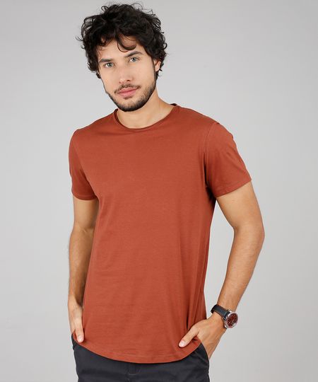 Camiseta-Masculina-Basica-Slim-Fit-Manga-Curta-Gola-Careca-Marrom-9607371-Marrom_1