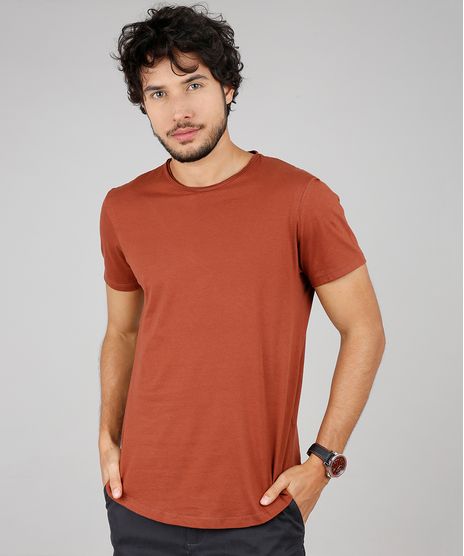 Camiseta-Masculina-Basica-Slim-Fit-Manga-Curta-Gola-Careca-Marrom-9607371-Marrom_1