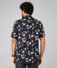 Camisa-Masculina-Estampada-Floral-Manga-Curta--Preto-9593480-Preto_2