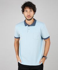 Polo-Masculina-em-Piquet-com-Bolso-Manga-Curta-Azul-Claro-9595995-Azul_Claro_1