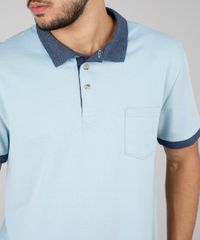 Polo-Masculina-em-Piquet-com-Bolso-Manga-Curta-Azul-Claro-9595995-Azul_Claro_4
